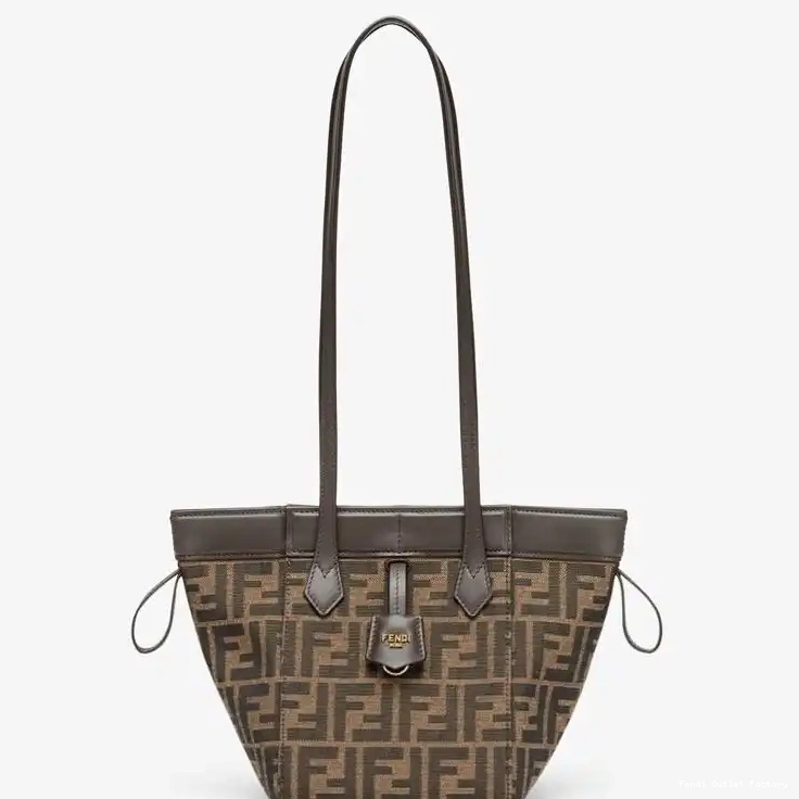 Cheap HOT In Origami Fabric Motif Bag Mini Fendi FF Brown 0531